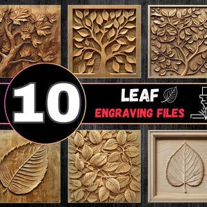 Blatt 3D Illusion Lasergravur Bundle, Blätter Lightburn Datei, Baum des Lebens Lasergravur Bundle, Laserburn Dateien, Herbst Gravur PNG
