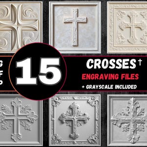 Paquete de grabado láser de cruces con ilusión 3D, archivos de grabado de cruces en escala de grises, archivos de grabado de cruces religiosas cristianas