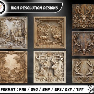 Deer 3D Illusion Laser Engraving Bundle, Deer Antler Files, Deer Laser ...