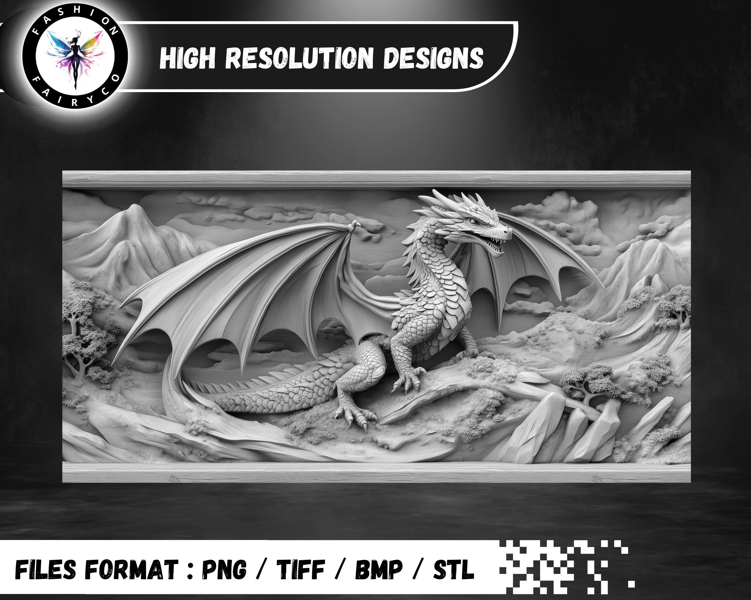 Dragon 3D Illusion Laser Engraving Bundle (digital Files) | PNG BMP ...