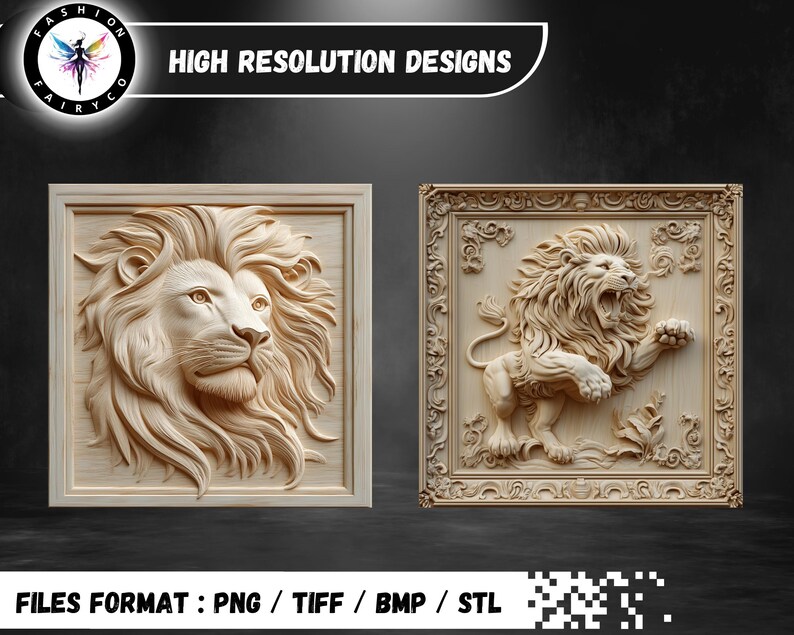 Lion 3D illusion Laser Engraving Files & CNC Relief (STL) (Digital Download) image 5