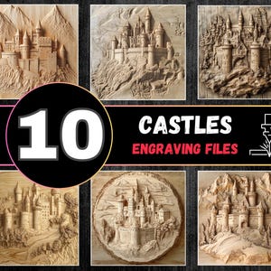 Kastelen 3D-illusie lasergravure bundel, Citadel Lightburn, Palace lasergravure PNG, Fortress Laser Burning-bestand, tiff svg bmp dxf eps