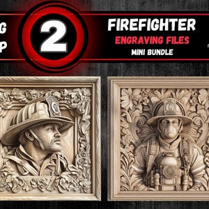 Paquete de grabado láser con ilusión 3D de bombero, archivo de grabado en homenaje a bombero, archivo de grabado láser de bomberos, grabado láser de jefe de bomberos