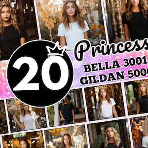 Bella Canvas 3001 Princess Bundle, Gildan5000 Halloween Queen Mockup, Czarny Bella Canvas 3001, Biały Bella Canvas 3001, Jesienny Mockup, Royalty
