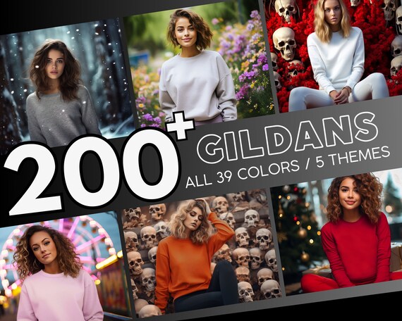 Gildan 18000 Mockup Bundle: All Colors, Fall, Halloween, Christmas (Printify)