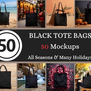 Paquete de maqueta de bolso de mano negro, maqueta de bolso de mano de Navidad, maqueta de bolso de mano modelo, maqueta de bolso de mano de algodón orgánico negro, maquetas de bolso de mano de Halloween