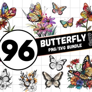 Schmetterling PNG-Bundle, Schmetterling SVG-Bundle, Schmetterling Digital Design, Insekt Digital Clip Art Designs, Schmetterling Illustrationen Cricut-Dateien