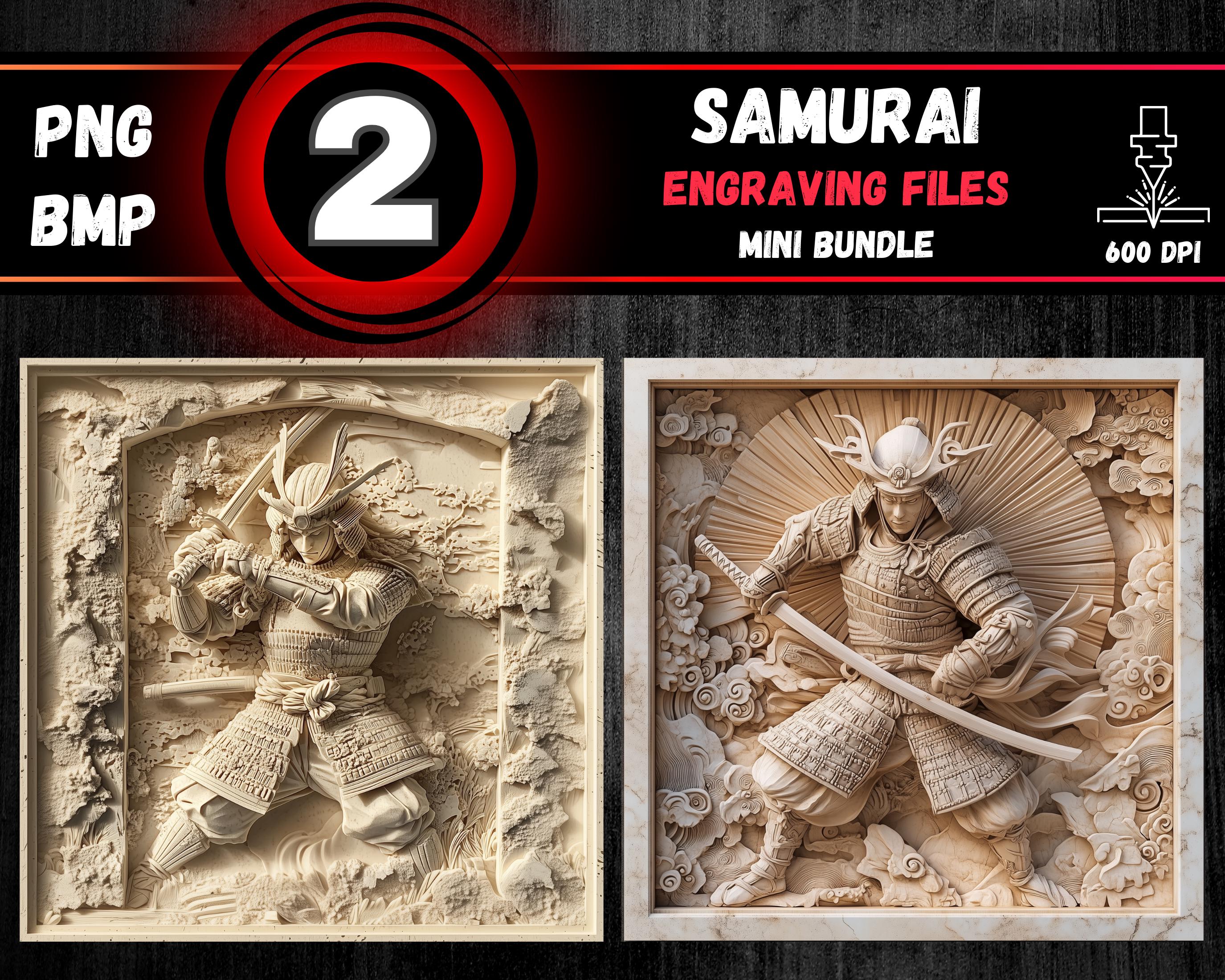 Samurai 3D Illusion Laser Engraving Bundle (digital Files