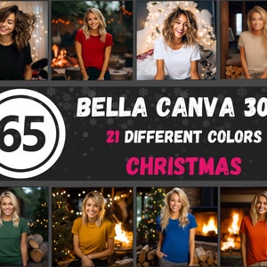 Bella Canvas 3001 Mockup Christmas Bundle, Christmas Mockups Bundle, Białe Bella Canva Mockups, Czarne Bella Canva Mockups, Bella Canva Mocks