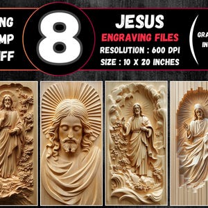 Pacchetto di incisione laser illusione 3D di Gesù, file Lightburn religioso cristiano, incisione laser di Gesù PNG, file verticali di Gesù Cristo - 10x20