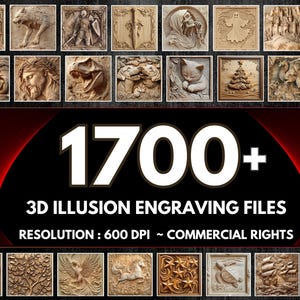 3D Illusion Laser Engraving Bundle (Digital Files)  | PNG BMP TIFF | + Commercial License | Lifetime Access