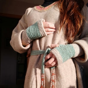Fingerless mittens - Hand made using ancient needle binding technique