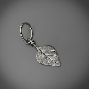 Hand Forged Steel Leaf Keyring, Rustic Blacksmith Key Ring