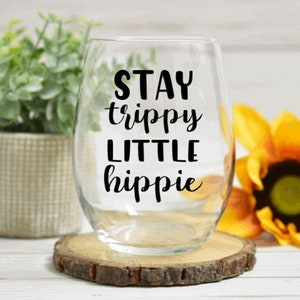 Psychedelic Hippy Wine Gin Beer Goblets Glasses Festival Boho Gift  Handpainted