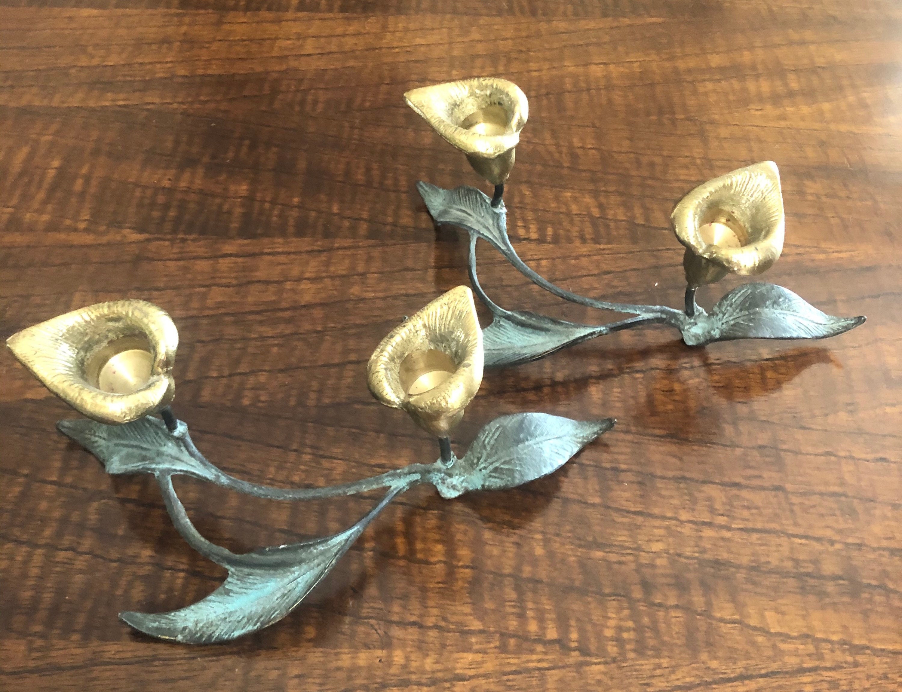Vintage iron tulip candle holders 568 Etsy