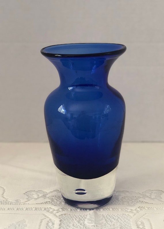 Cobalt Blue hand blown vase 620 Etsy