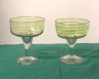 Vintage Hand Blown Margarita Glasses #72