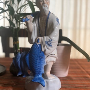 Vintage asiatischer blau-weißer Fischer #80 Bild 2
