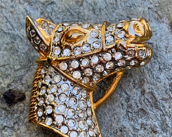 Vintage Strass Pferde Brosche
