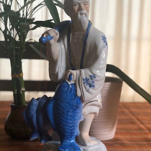 Vintage asiatischer blau-weißer Fischer #80 Bild 1