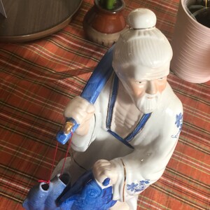 Vintage asiatischer blau-weißer Fischer #80 Bild 3