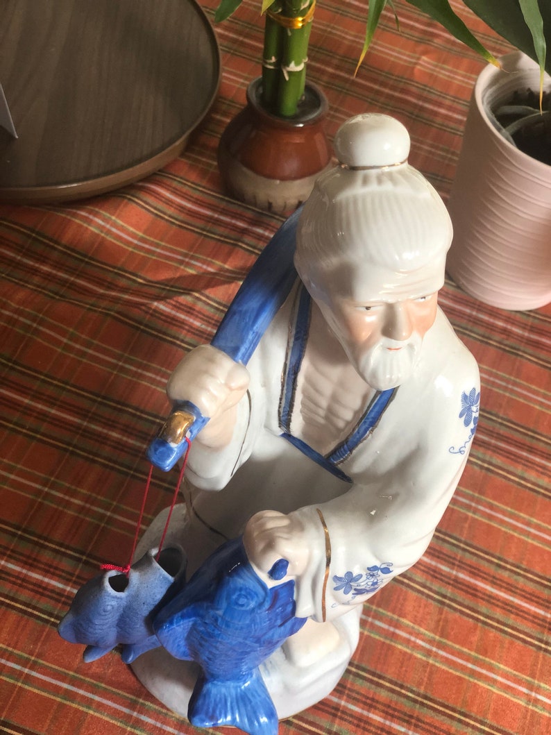 Vintage asiatischer blau-weißer Fischer #80 Bild 3