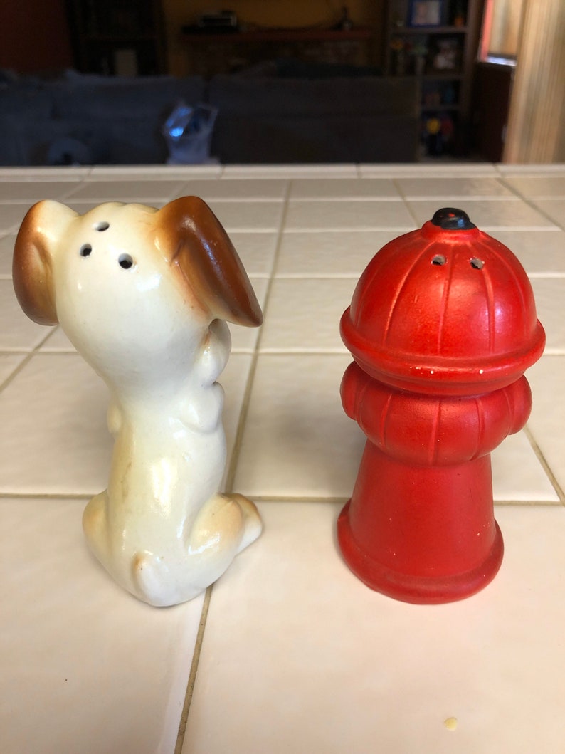 Vintage Dog and Fire Hydrant Salt and Pepper Shakers 108 Etsy