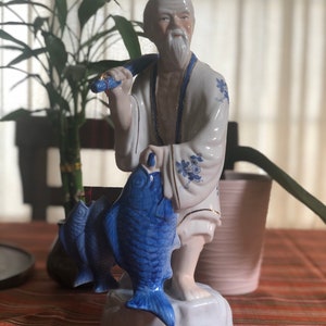 Vintage asiatischer blau-weißer Fischer #80 Bild 5