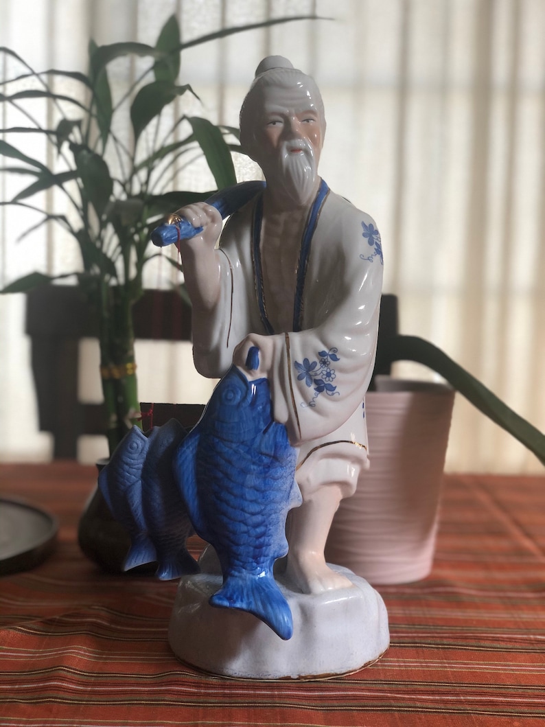 Vintage asiatischer blau-weißer Fischer #80 Bild 5