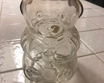 Vintage Glass Bear Coin Bank #159