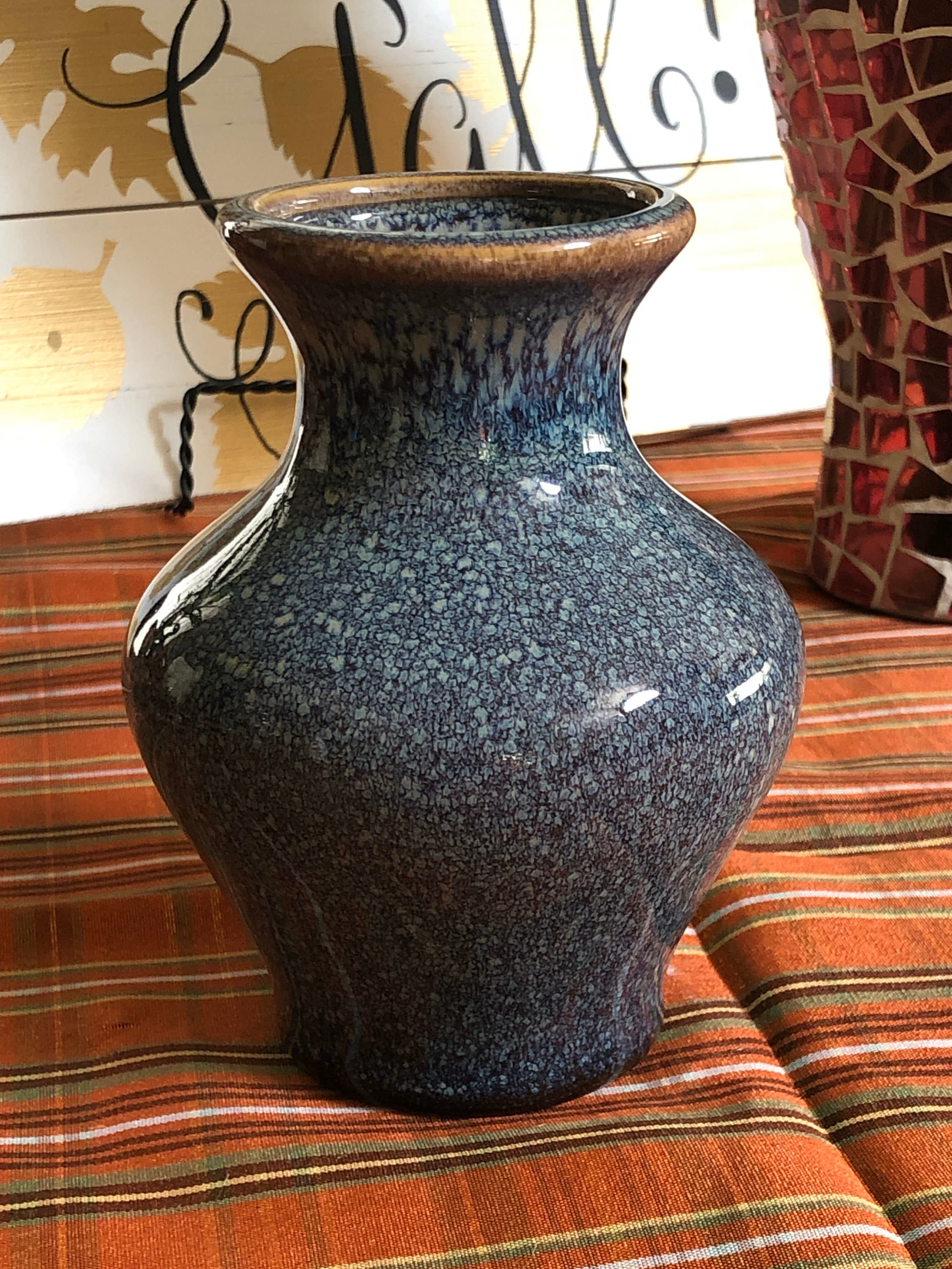 Small Blue speckled vase 8 Etsy