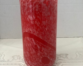 Vintage hand blown orange art glass vase #605