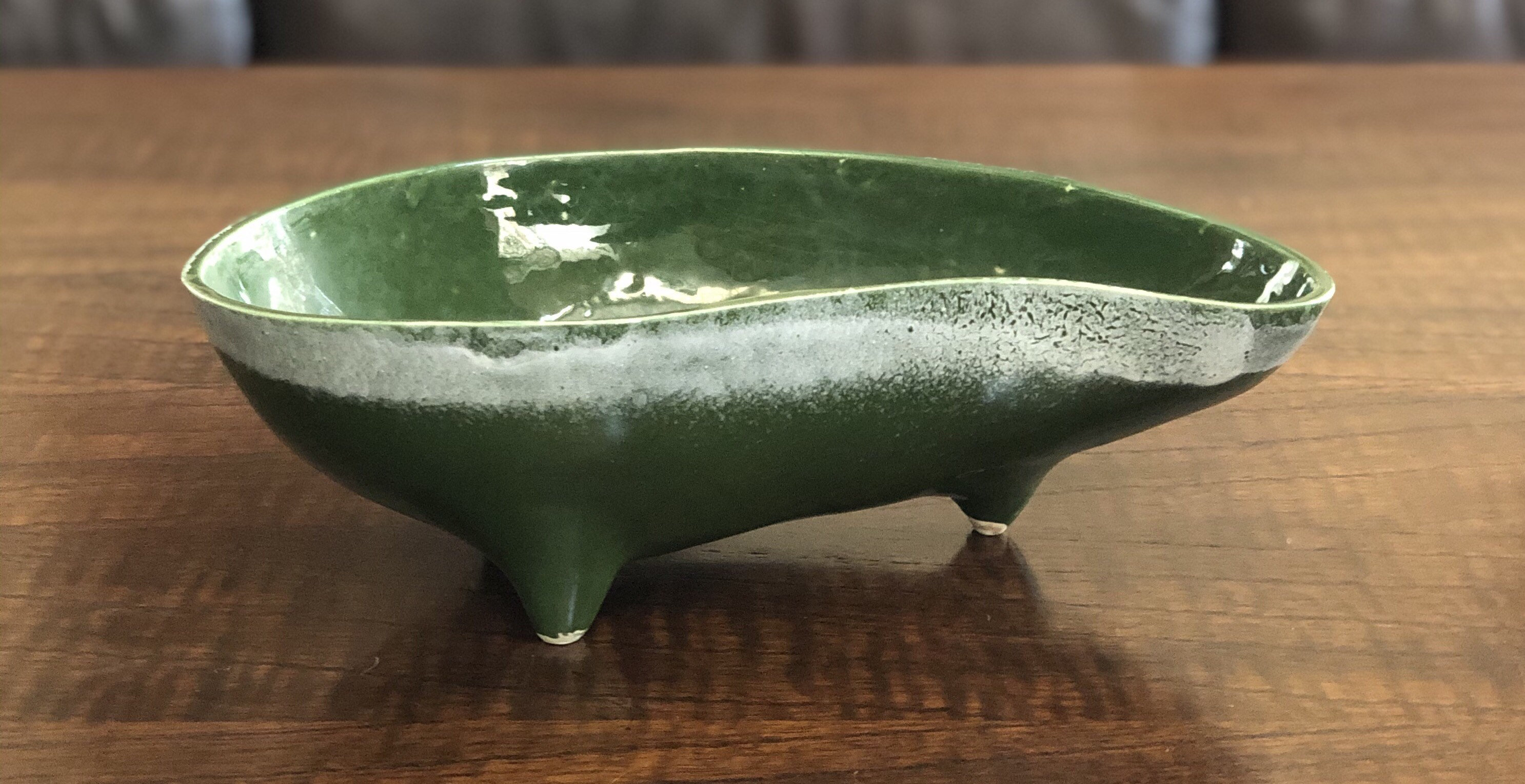 Vintage Green Footed Pottery Serving Bowl 626 Etsy Denmark