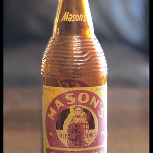 Vintage 1950 Masons Brown Glass Root Beer Bottle 343 image 1