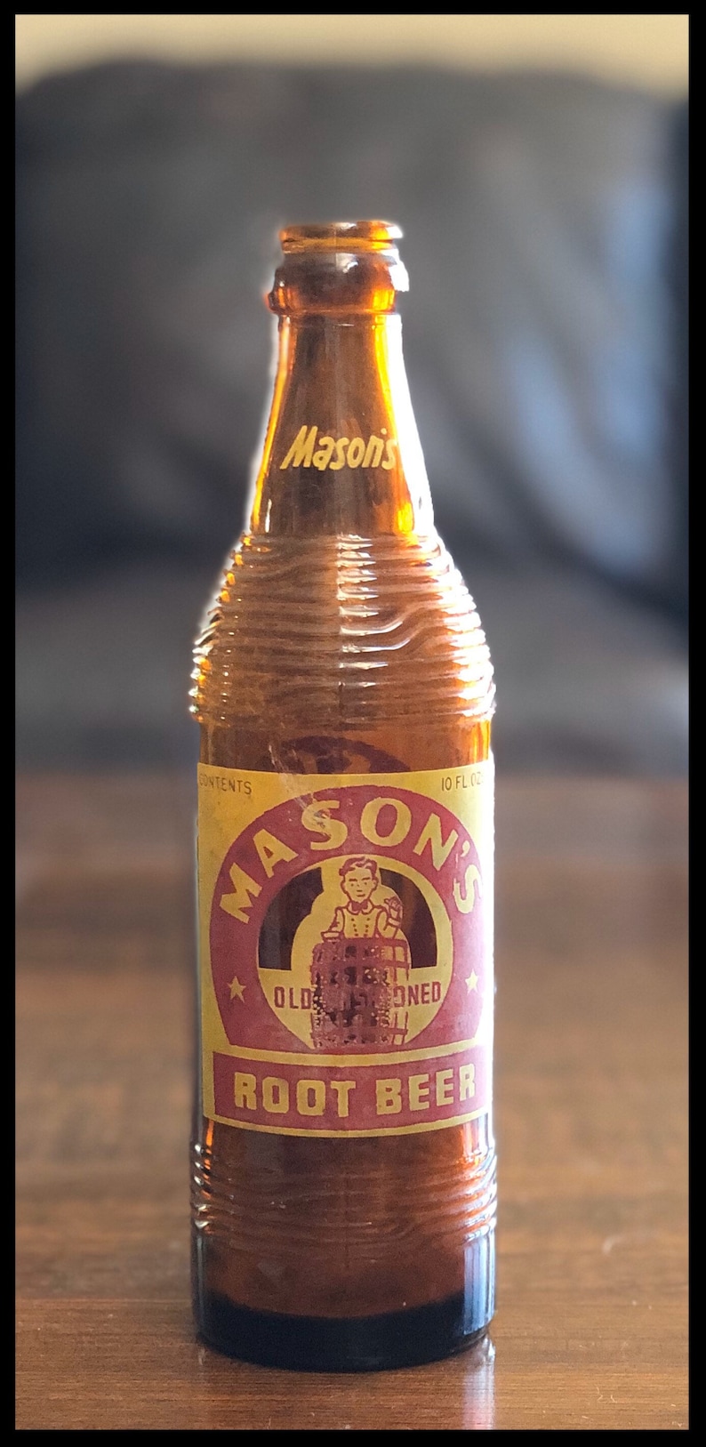 Vintage 1950 Masons Brown Glass Root Beer Bottle 343 image 1