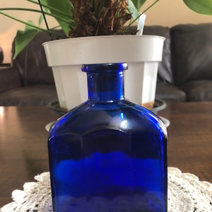 Vintage cobalt blue decorative bottle #433