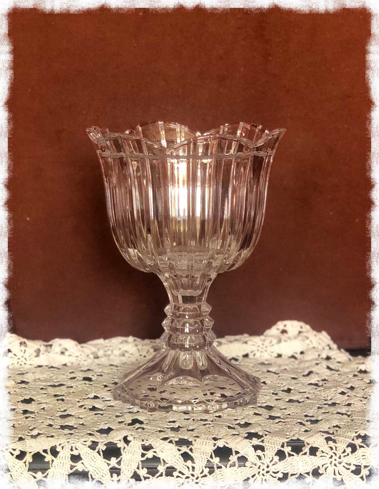 Vintage Crystal Bowl/candle Holder 216 Etsy Denmark