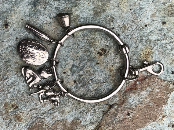 Upcycled Charm Wristlet Keychain ID Holder – Cotton Blossom Charm