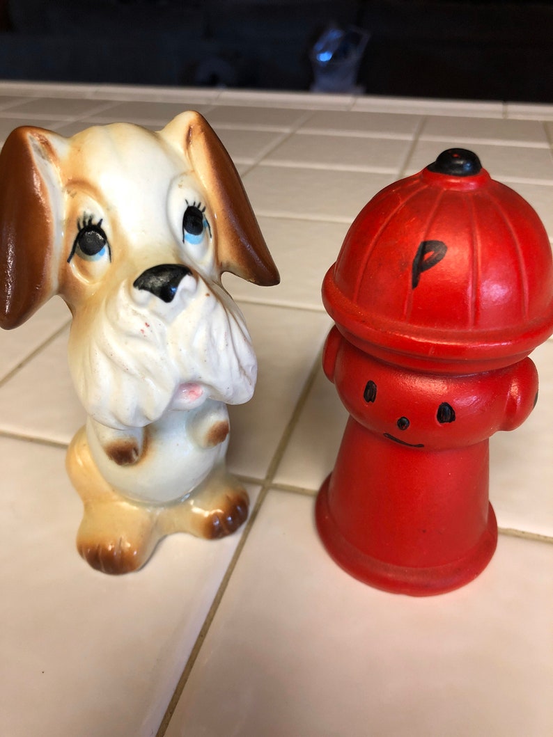 Vintage Dog and Fire Hydrant Salt and Pepper Shakers 108 Etsy