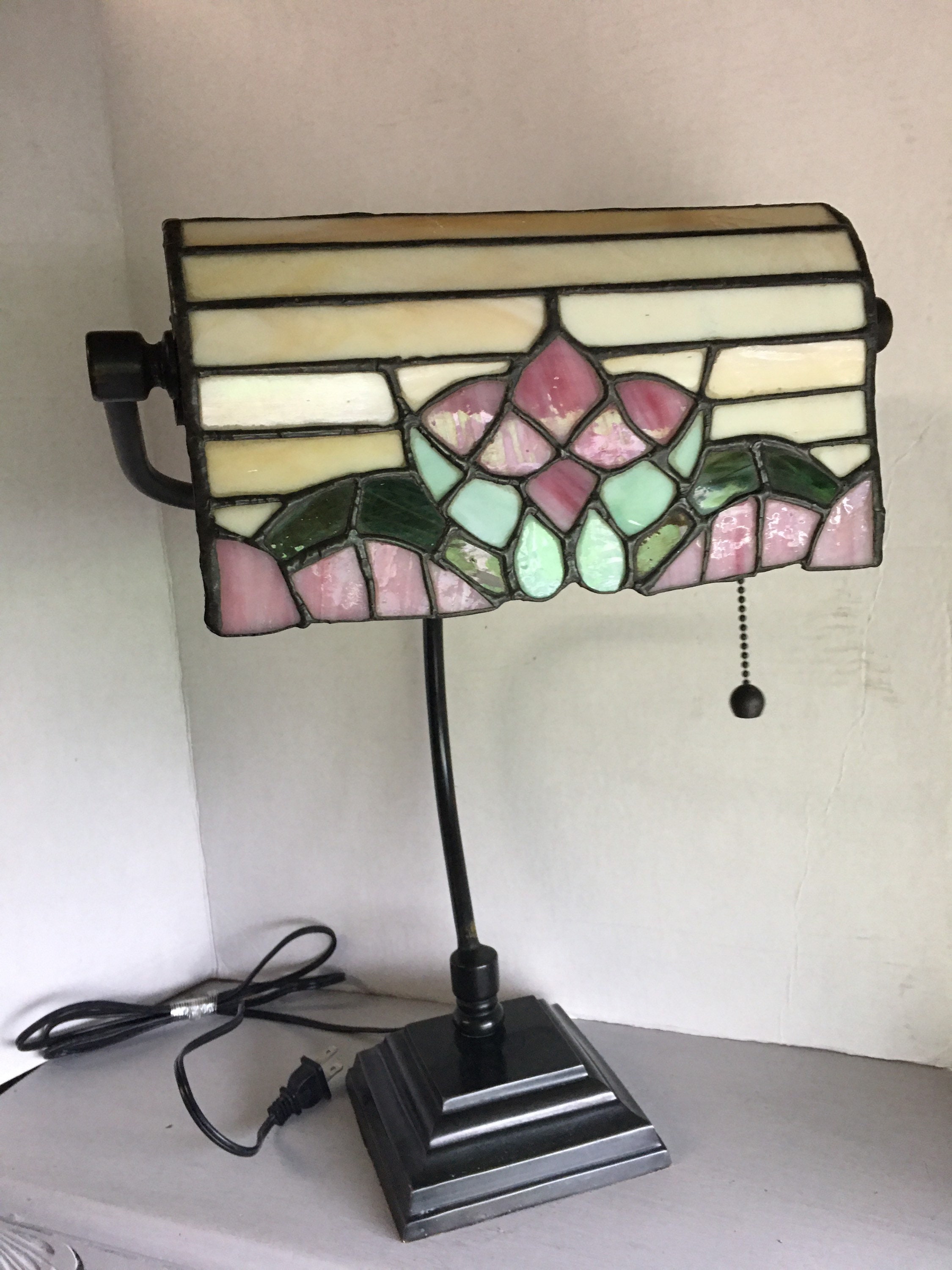 Vintage Stained Glass Desk Lamp Etsy