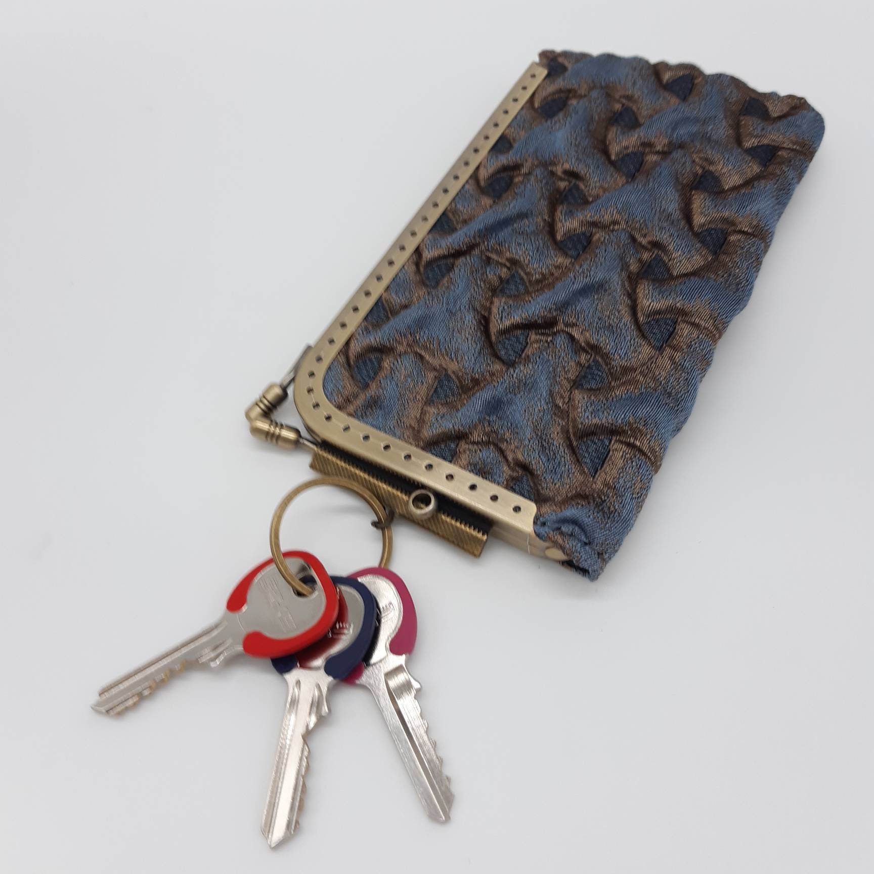 3D fabric key chain mixed silk closure Clic/clac vintage style Etsy