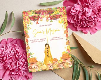 Editable Mayoun Invitation Template | Pakistani Pre-Wedding Event Invite | Digital Download for Canva | Mehndi, Dholki, Haldi Party Invite