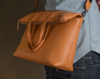 Foldover Cuero Tote Bolsa