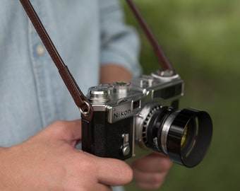 Leather Camera Strap, Vegetable Tanned Leather, Simple Strap for Rangefinder Camera, Mirrorless Camera, Soft leather Strap