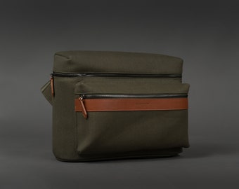 Cross-body Camera Bag in Waterproof Canvas or Leather
