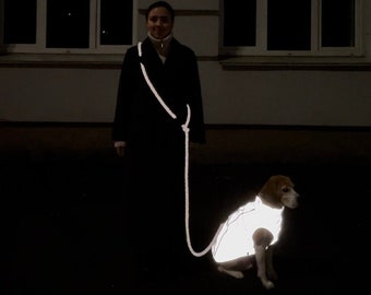 Reflective paracord leash Hands-free - for safe, comfortable walks with your dog. Light leash for night walks with a reflective effect