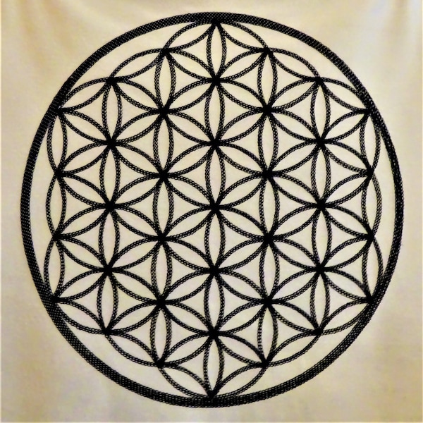 Sacred Geometry Velvet Cloth Board Satin Embroidered Flower Of Life Grid Reiki Healing Wall Hanging