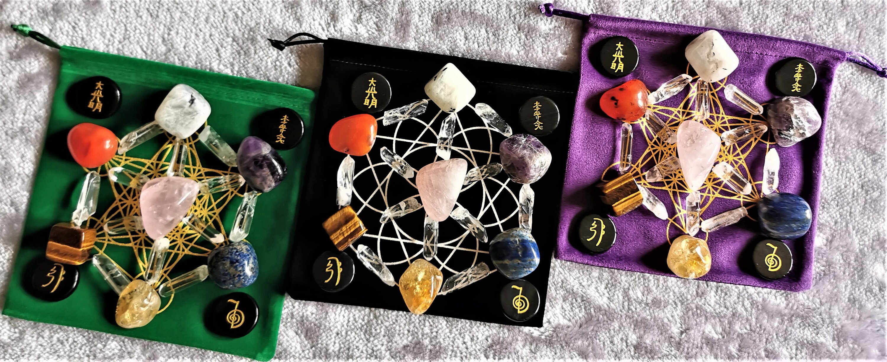 Chakras Healing Crystal Sacred Geometry Grid Set Kit Cloth - Etsy