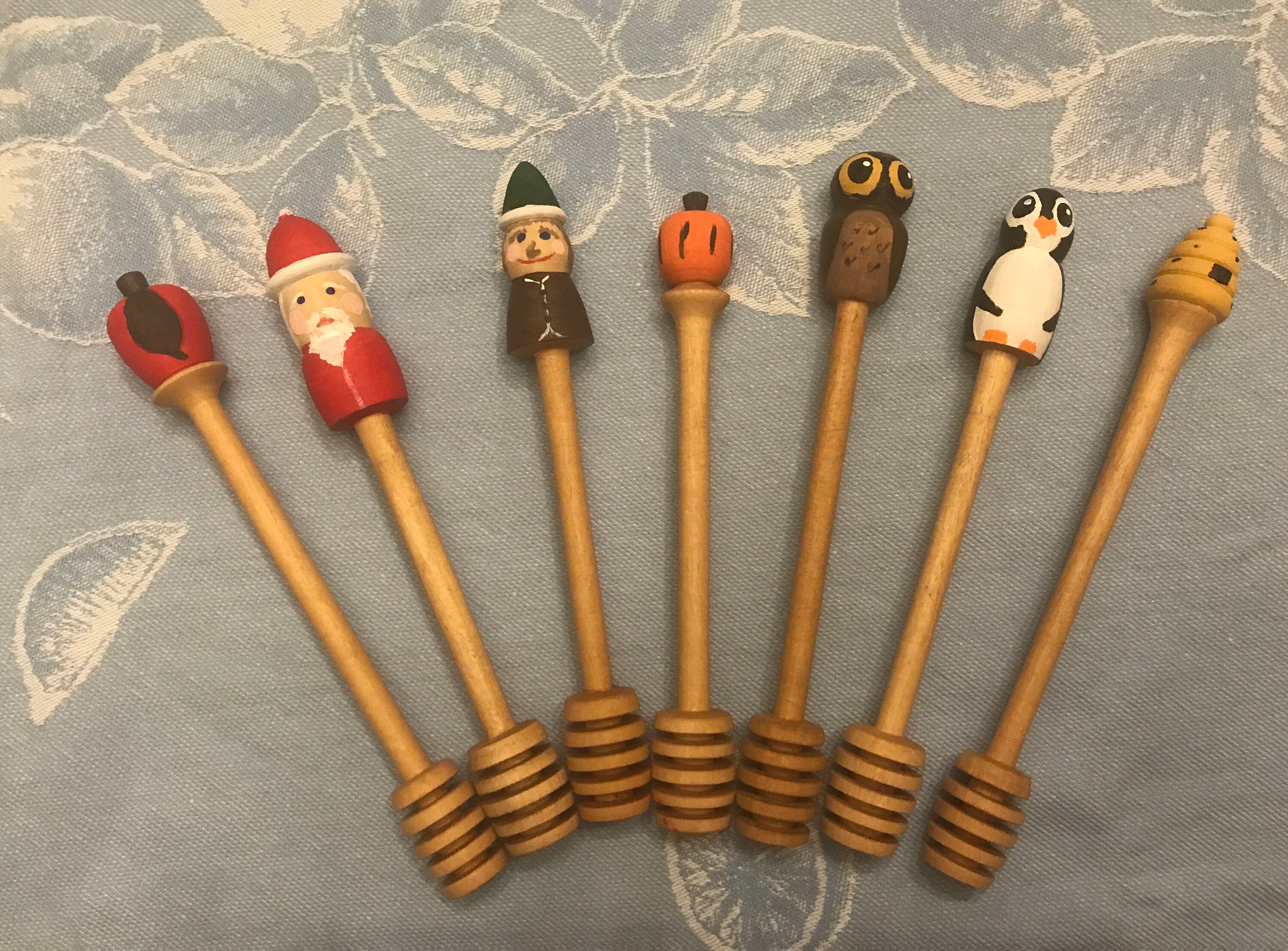 World's Best Honey Dippers Hand Turned Folk Art Style Etsy
