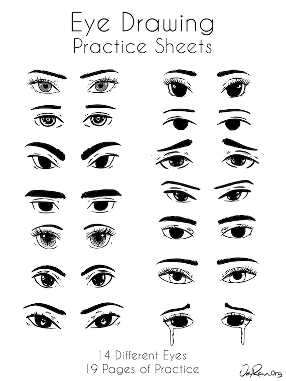 Female Anime Eye Drawing & Design (Printable PDF) - JeyRam Drawing Tutorials